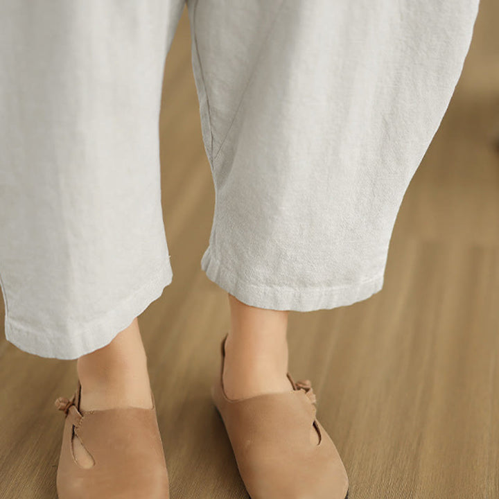 Buddha Stones Spring 7-8 Length Solid Color Women's Cotton Linen Harem Pants With Pockets - image 11