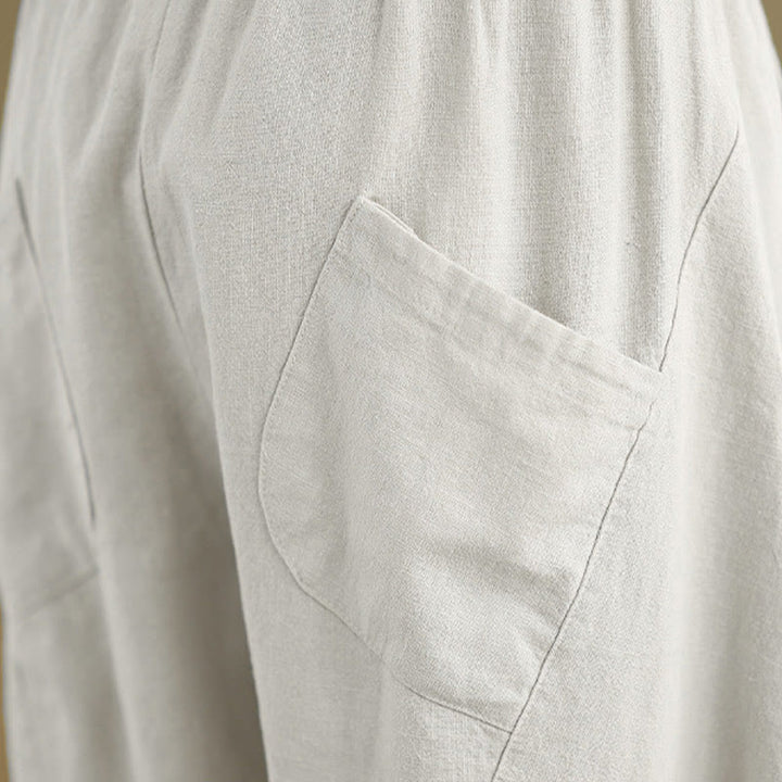 Buddha Stones Spring 7-8 Length Solid Color Women's Harem Pants With Pockets - image 9