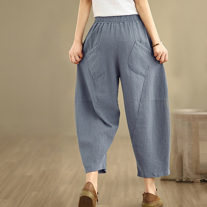 Buddha Stones Spring 7-8 Length Solid Color Women's Harem Pants With Pockets - image 17