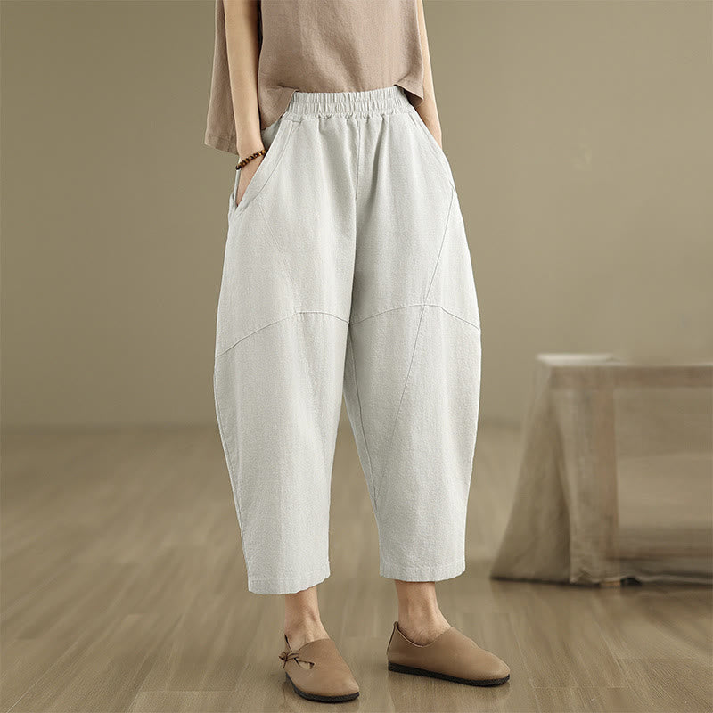 Buddha Stones Spring 7-8 Length Solid Color Women's Harem Pants With Pockets - image 5