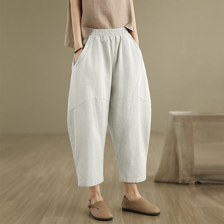 Buddha Stones Spring 7-8 Length Solid Color Women's Harem Pants With Pockets - image 5