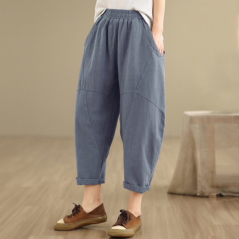 Buddha Stones Spring 7-8 Length Solid Color Women's Harem Pants With Pockets - image 13