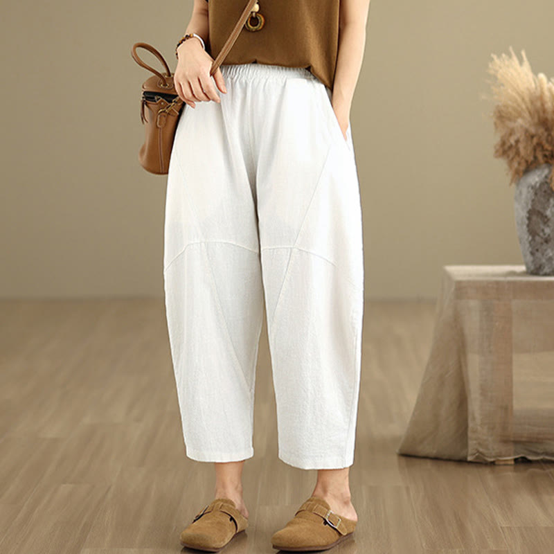 Buddha Stones Spring 7-8 Length Solid Color Women's Harem Pants With Pockets - image 22