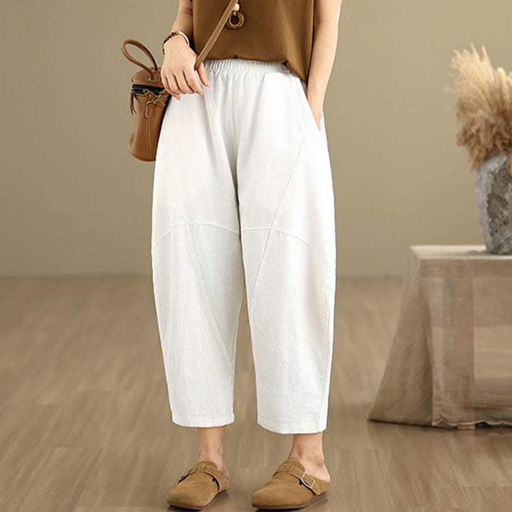 Buddha Stones Spring 7-8 Length Solid Color Women's Harem Pants With Pockets - image 22