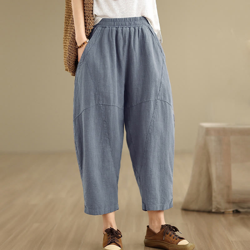 Buddha Stones Spring 7-8 Length Solid Color Women's Harem Pants With Pockets - image 15