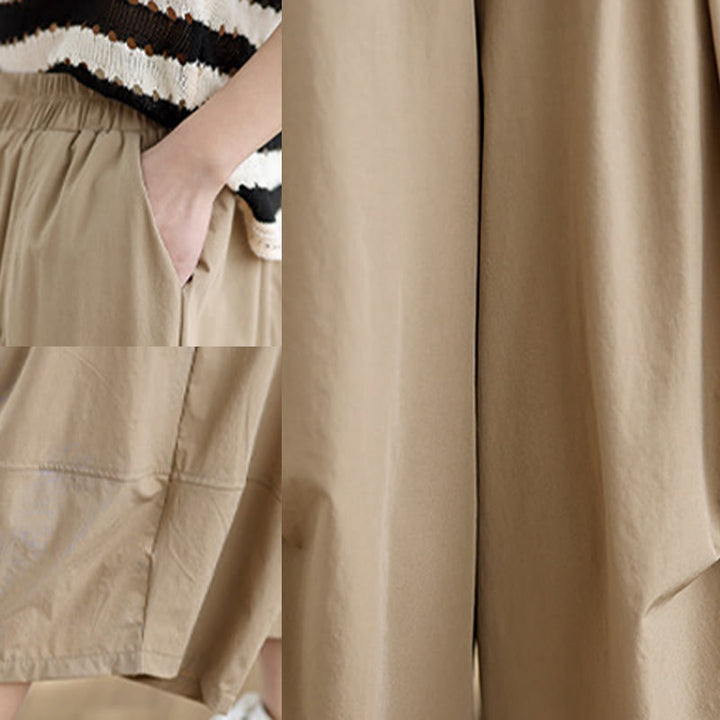 Buddha Stones Summer Irregular Pleating Design Cotton Women's Wide Leg Pants With Pockets - image 7