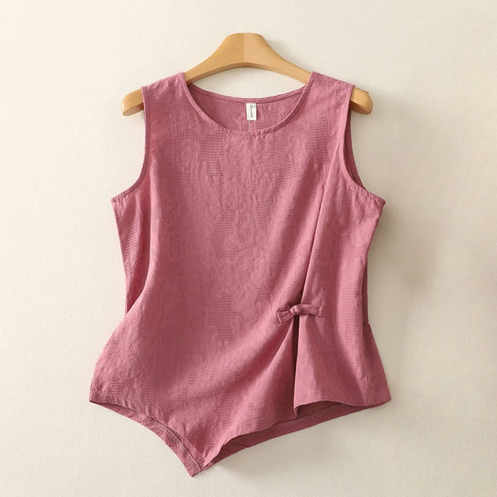 Buddha Stones Summer Solid Color Sleeveless Women's Cotton Linen Vest Waistcoat - LightCoral - US8-10，UK/AU12-14，EU40-42 (2XL) - image 12
