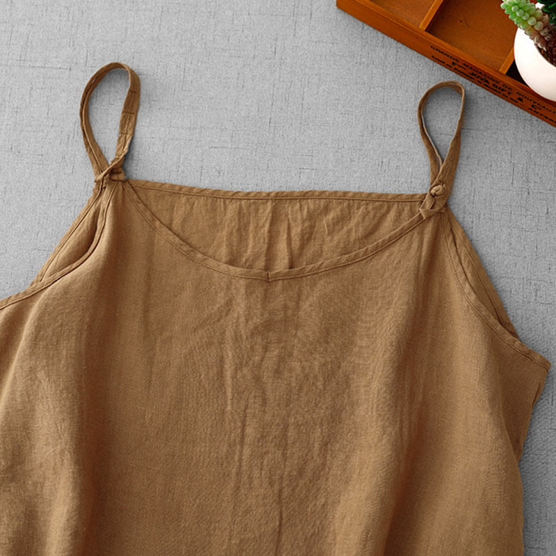 Buddha Stones Summer Plain Adjustable Strap Design Women's Cotton Linen Vest Waistcoat - image 22