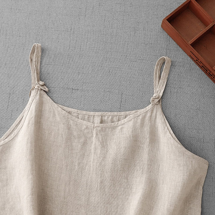 Buddha Stones Summer Plain Adjustable Strap Design Women's Cotton Linen Vest Waistcoat - image 2