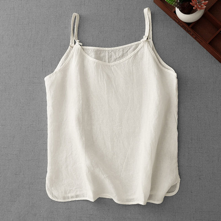 Buddha Stones Summer Plain Adjustable Strap Design Women's Cotton Linen Vest Waistcoat - image 8
