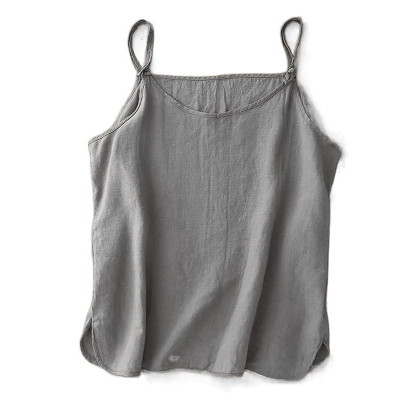 Buddha Stones Summer Plain Adjustable Strap Design Women's Cotton Linen Vest Waistcoat - image 19
