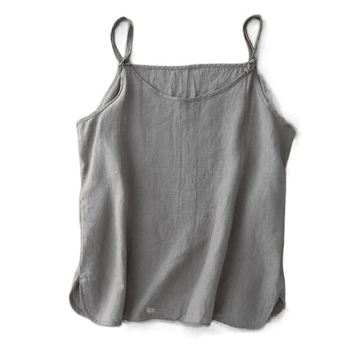 Buddha Stones Summer Plain Adjustable Strap Design Women's Cotton Linen Vest Waistcoat - image 19