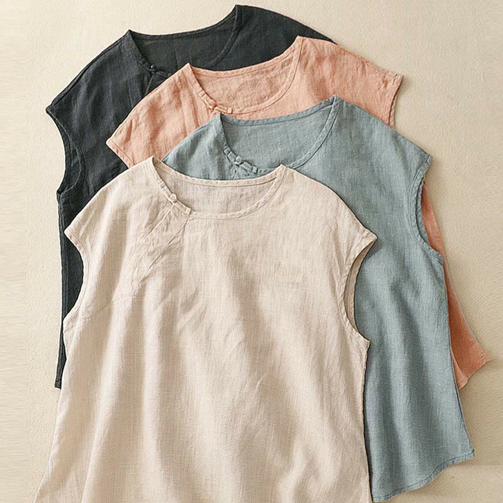 Buddha Stones Spring Patchwork Simple Sleeveless Design Cotton Women's Vest - image 18