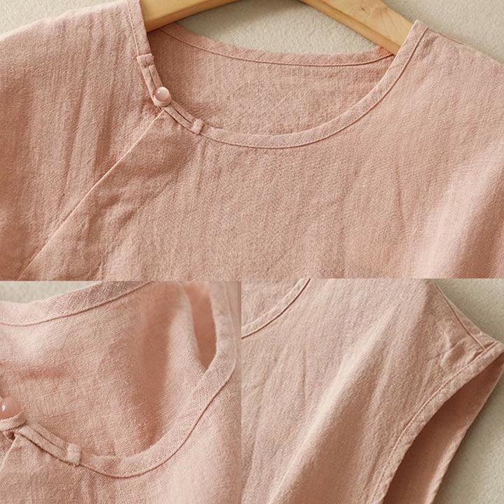 Buddha Stones Spring Patchwork Simple Sleeveless Design Cotton Women's Vest - image 6