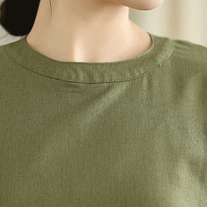 Buddha Stones Casual Plain Color Button Back Design Sleeveless Cotton Linen Midi Dress With Pockets