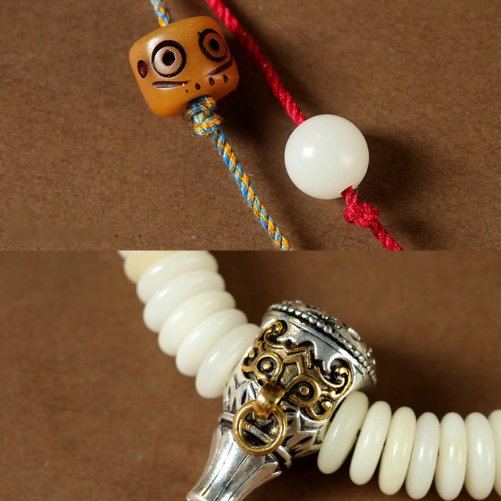 Buddha Stones Natural White Bodhi Seed Stone Wisdom Tassel Bracelet - image 11