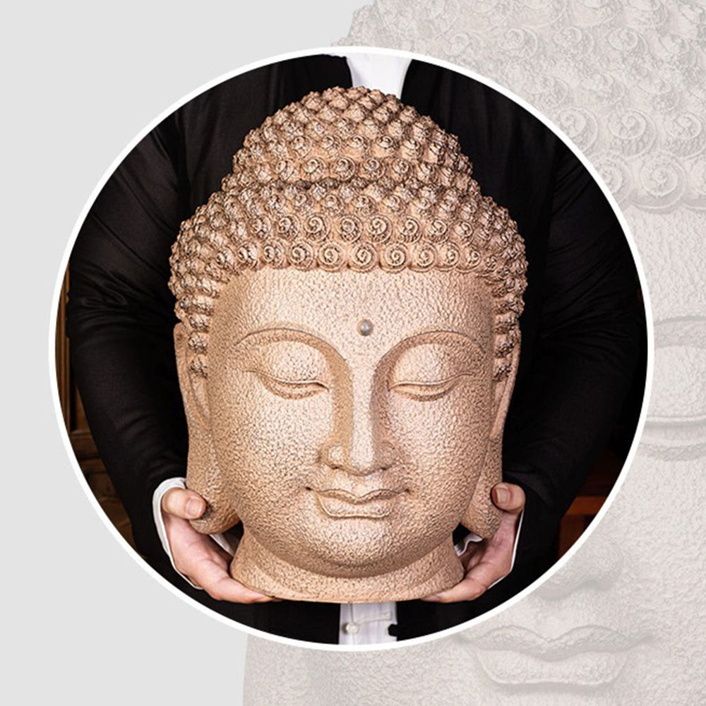 Buddha Stones Closed Eyes Meditating Buddha Head Resin Statue Zen Home Decoration 42*30*30cm - image 11