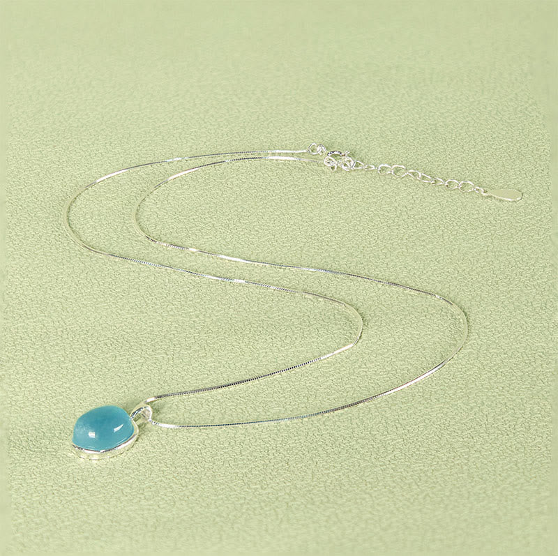 Buddha Stones 925 Sterling Silver Aquamarine Healing Clavicle Chain Necklace Pendant