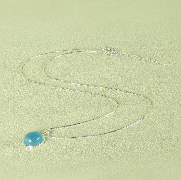 Buddha Stones 925 Sterling Silver Aquamarine Healing Clavicle Chain Necklace Pendant