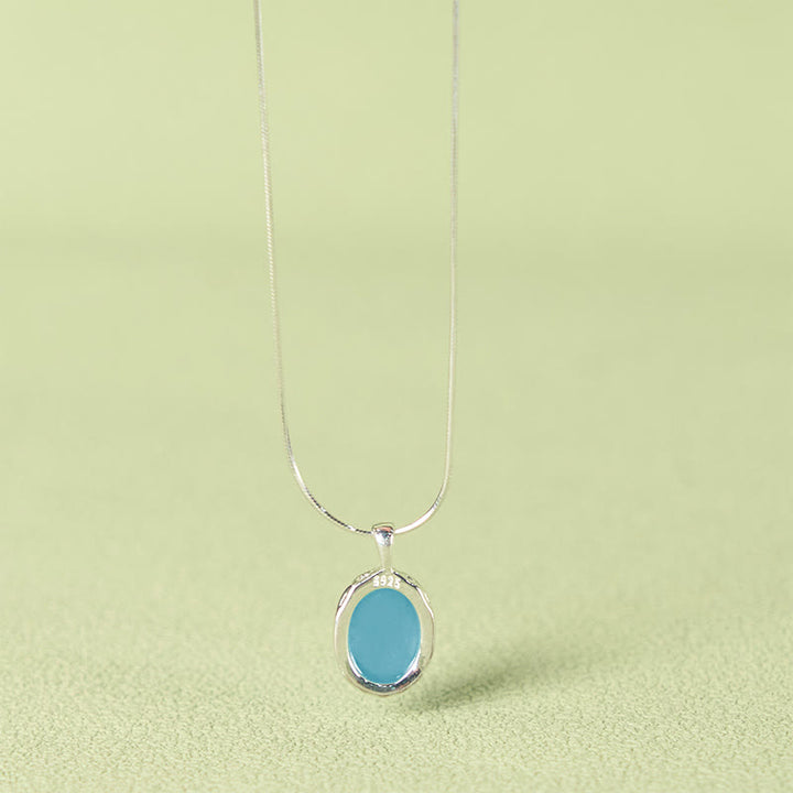 Buddha Stones 925 Sterling Silver Aquamarine Healing Clavicle Chain Necklace Pendant