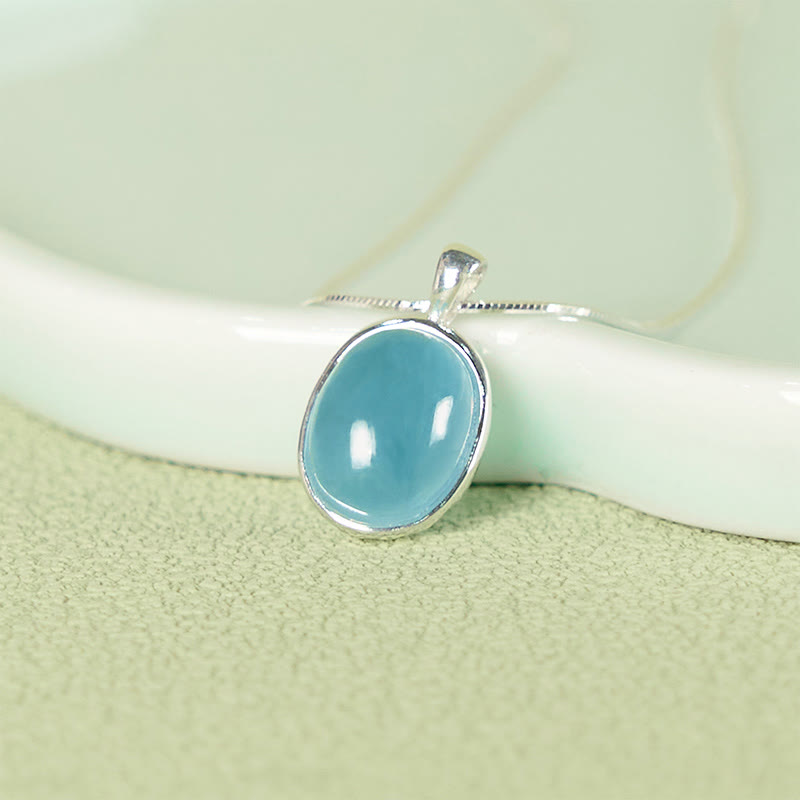 Buddha Stones 925 Sterling Silver Aquamarine Healing Clavicle Chain Necklace Pendant - image 7