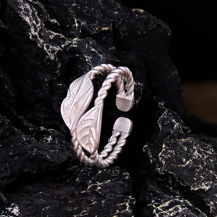 Buddha Stone Copper Leaf Wealth Adjustable Ring
