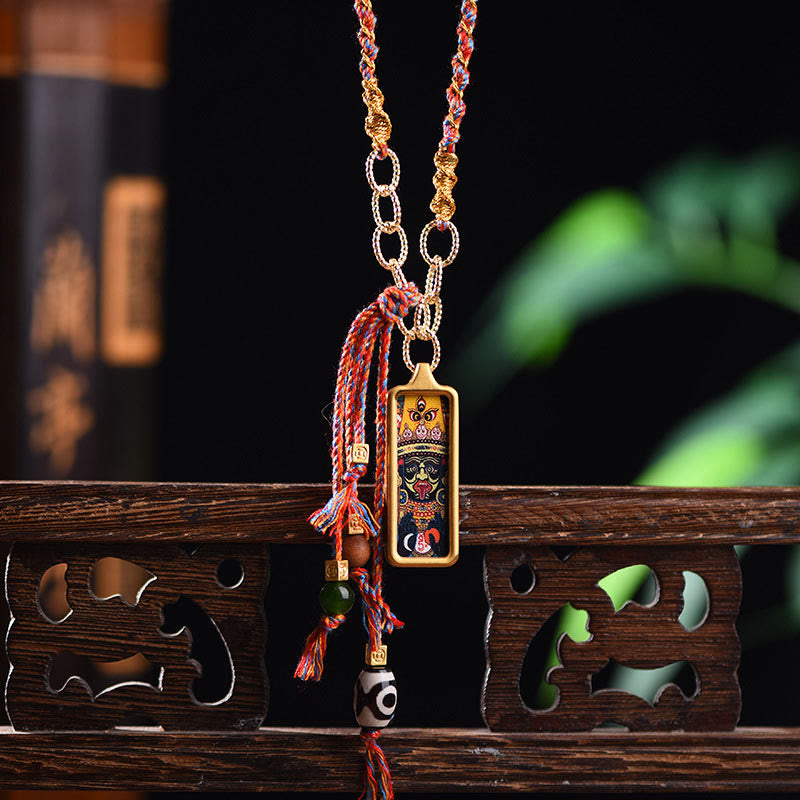 Buddha Stones Tibet God Of Wealth Titanium Steel Thangka Wealth Necklace Pendant - Zakiram Goddess of Wealth - image 8