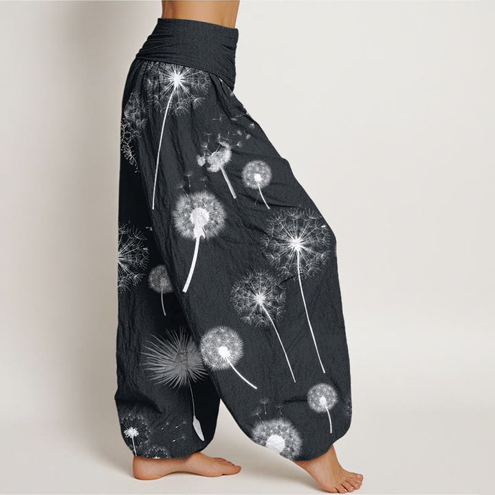 Buddha Stones Cotton Casual Dandelion Pattern Women's Elastic Waist Harem Pants - image 2