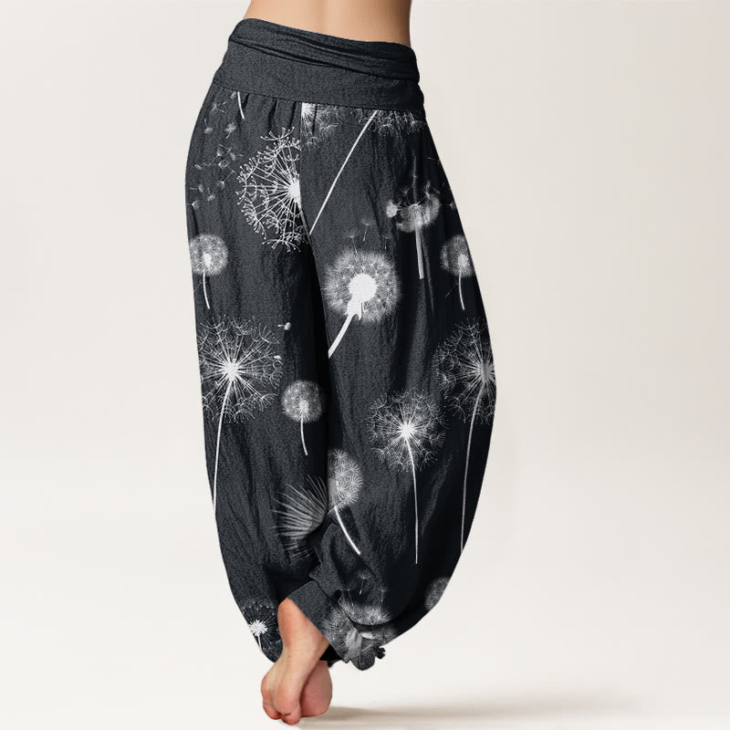 Buddha Stones Cotton Casual Dandelion Pattern Women's Elastic Waist Harem Pants - image 1