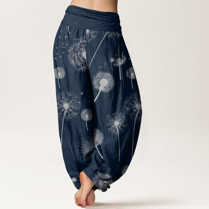 Buddha Stones Cotton Casual Dandelion Pattern Women's Elastic Waist Harem Pants - image 5