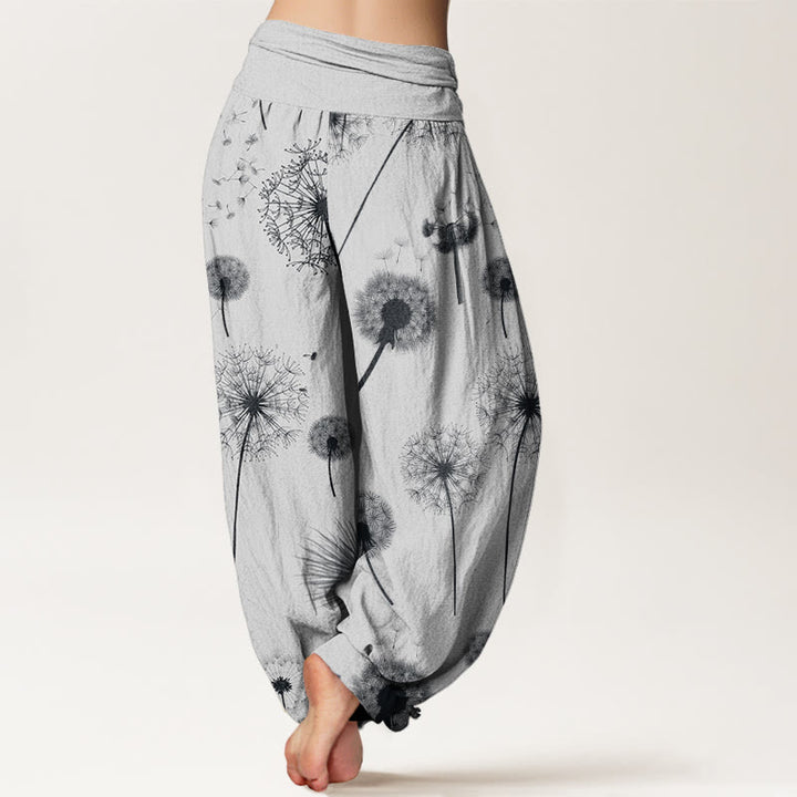Buddha Stones Cotton Casual Dandelion Pattern Women's Elastic Waist Harem Pants - image 8