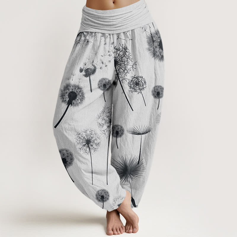 Buddha Stones Casual Dandelion Pattern Women's Elastic Waist Harem Pants - WhiteSmoke - US22，UK/AU26，EU54 (6XL) - image 7