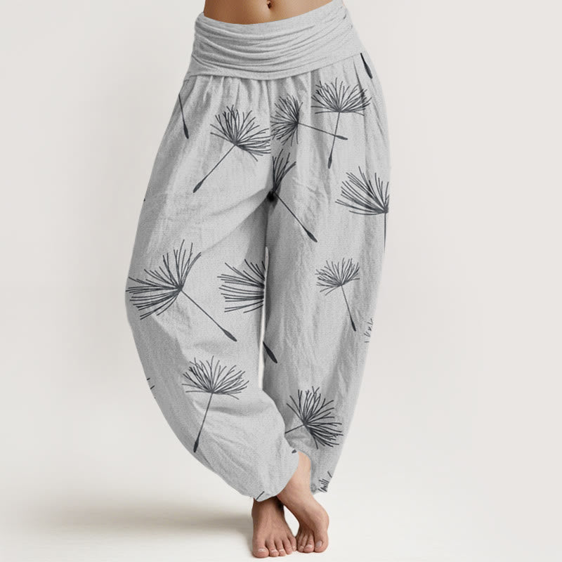Buddha Stones Casual Cdrifting Dandelion Seed Pattern Women's Elastic Waist Harem Pants - Gainsboro - US22，UK/AU26，EU54 (6XL) - image 5