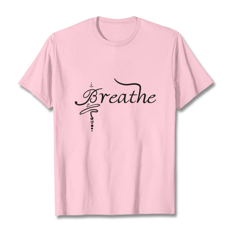 Buddha Stones Breathe Word Tee T-shirt - LightPink - 2XL - image 13