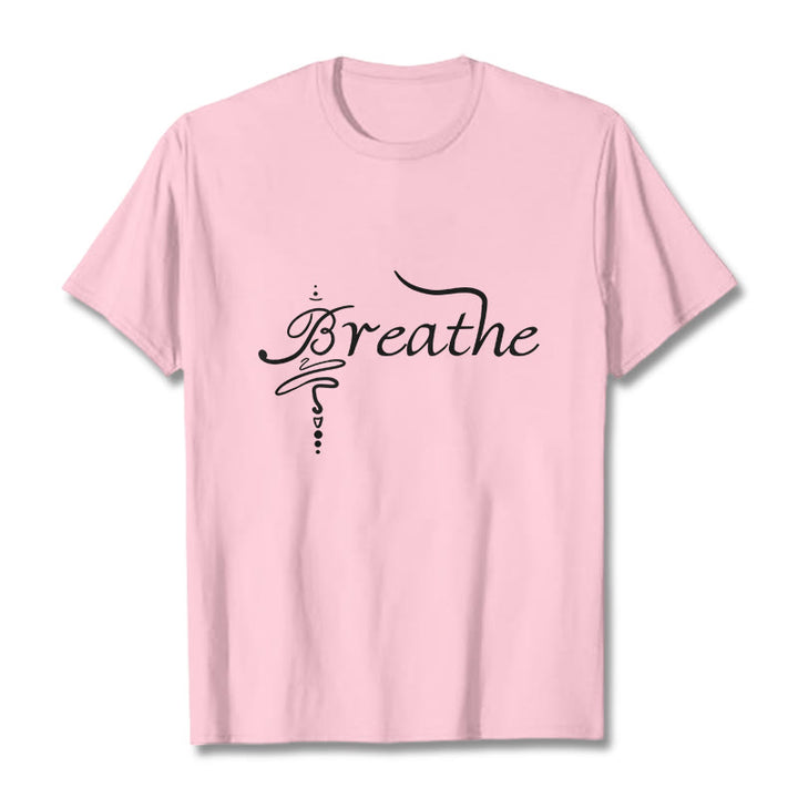 Buddha Stones Breathe Word Tee T-shirt - LightPink - 2XL - image 13