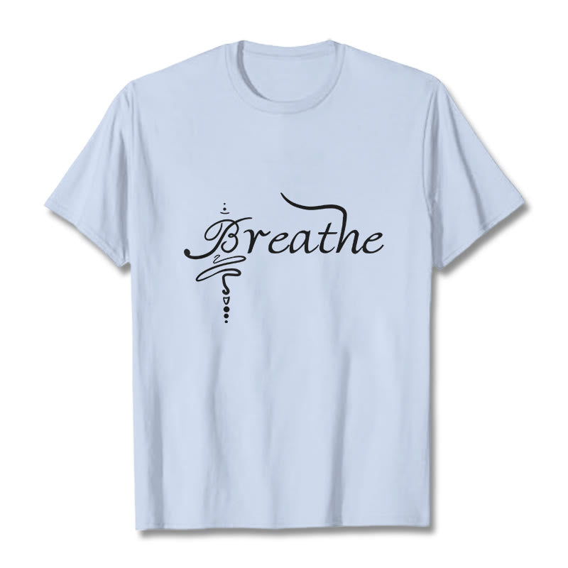 Buddha Stones Breathe Word Tee T-shirt - LightCyan - 2XL - image 19