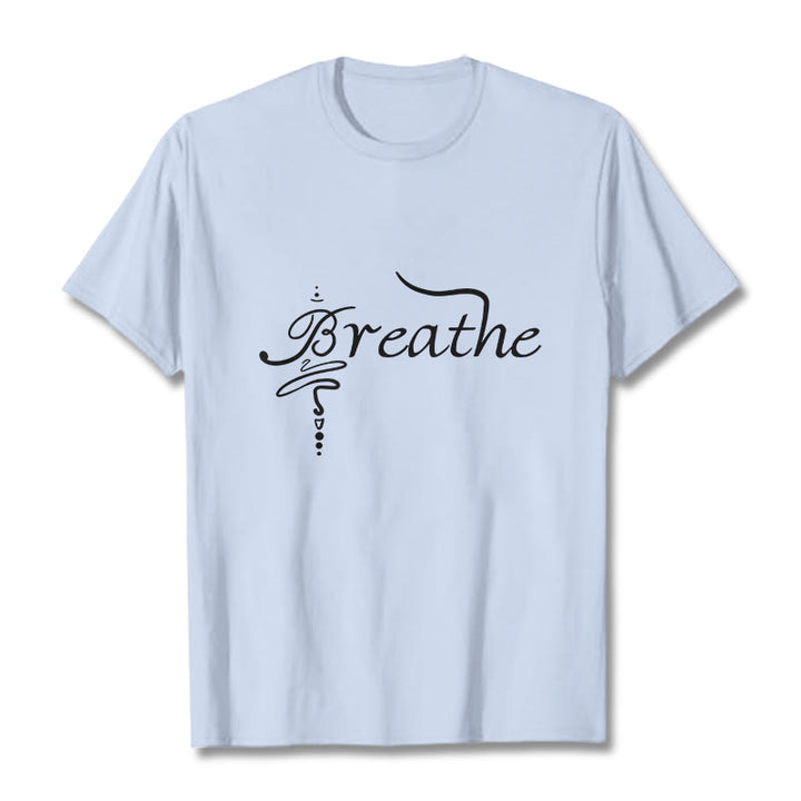 Buddha Stones Breathe Word Tee T-shirt - LightCyan - 2XL - image 19
