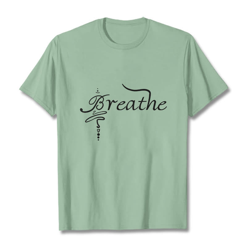 Buddha Stones Breathe Word Tee T-shirt - PaleGreen - 2XL - image 15