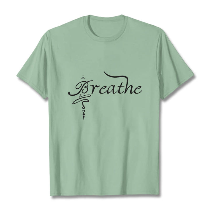Buddha Stones Breathe Word Tee T-shirt - PaleGreen - 2XL - image 15