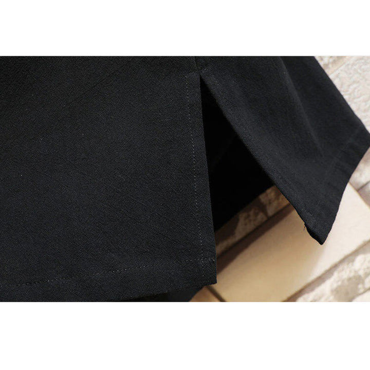 Buddha Stones Tang Suit Embroided Crane Pattern Lace-Up Side Men's Cotton Linen Short Sleeve T-Shirt - image 8