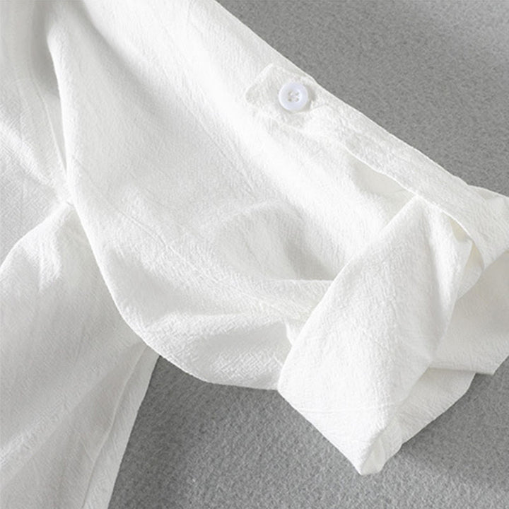 Buddha Stones Vintage Casual Plain Single Breasted Three Quarter Sleeve Men's  Shirt With Pocket - image 7