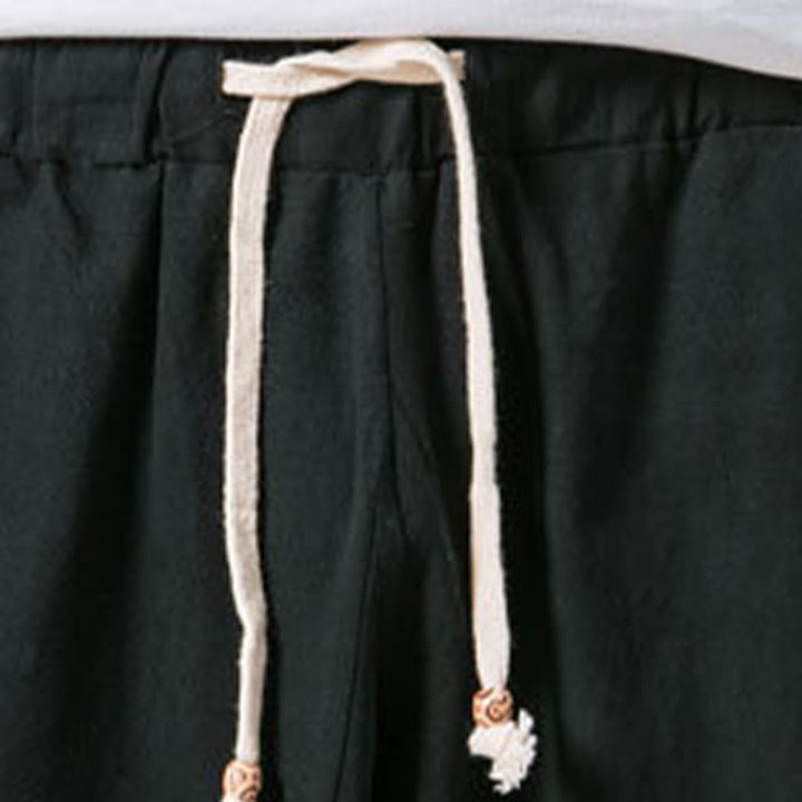 Buddha Stones Summer Casual Simple Plain Design 7-8 Length Men's Cotton Linen Drawstring Pants With Pockets - image 12
