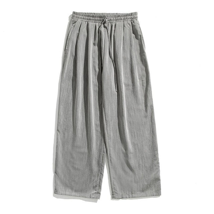 Buddha Stones Summer Casual Plain Straight Leg Design Men's Cotton Linen Drawstring Pants With Pockets - image 11