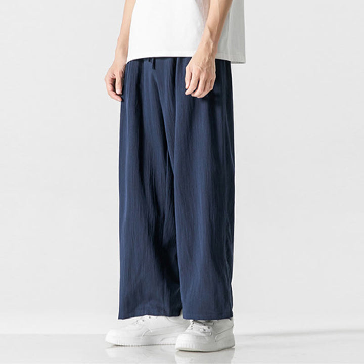 Buddha Stones Summer Casual Plain Straight Leg Design Men's Cotton Linen Drawstring Pants With Pockets - image 22