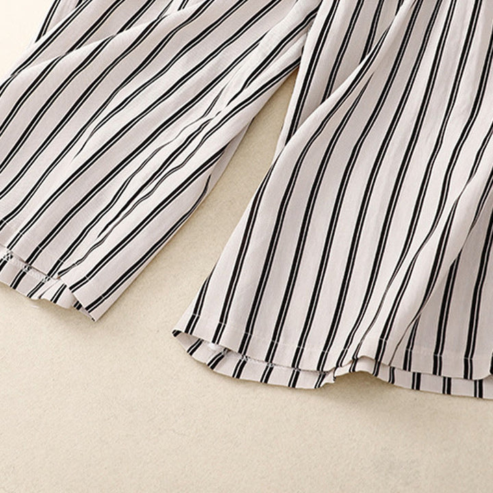 Buddha Stones Casual Acrylic Stripe Lace-up Women's Wide Leg Pants With Pockets - image 14