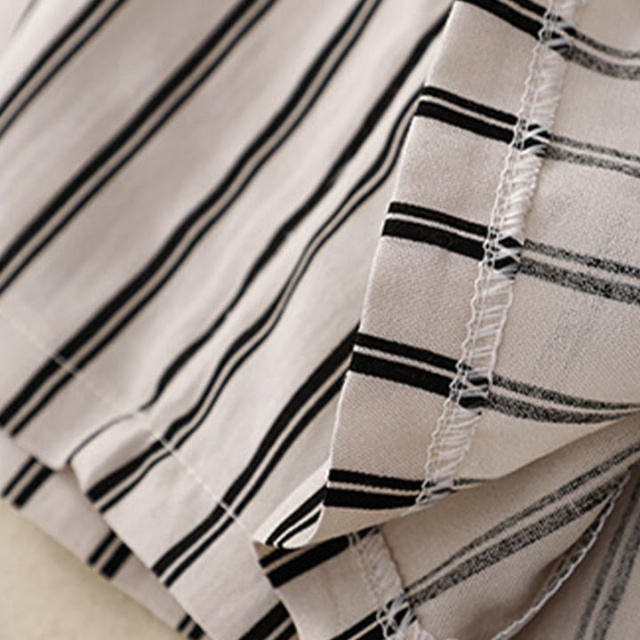 Buddha Stones Casual Acrylic Stripe Lace-up Women's Wide Leg Pants With Pockets - image 13