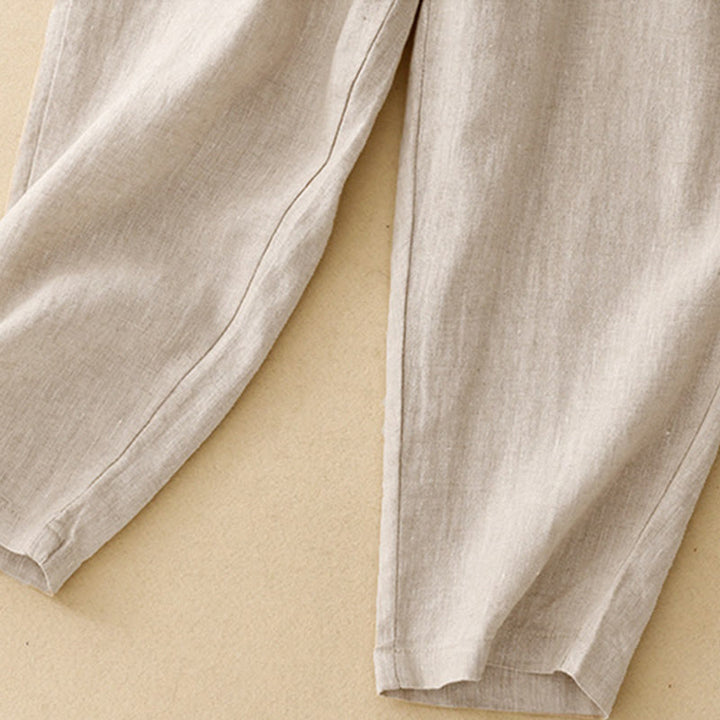 Buddha Stones Summer Plain Casual 7-8 Length Buttons Women's Cotton Linen Harem Pants With Pockets - image 18