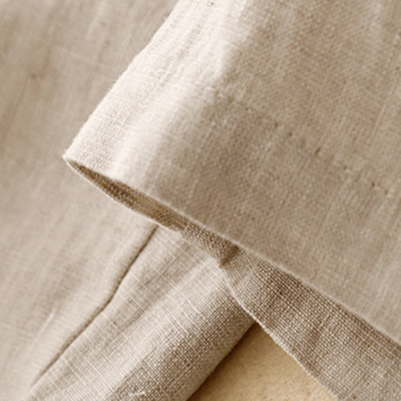 Buddha Stones Summer Plain Casual 7-8 Length Buttons Women's Cotton Linen Harem Pants With Pockets - image 13