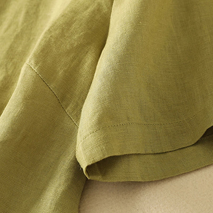 Buddha Stones Summer Casual Plain Women's V-neck Design Half Sleeve Cotton T-shirt - image 2