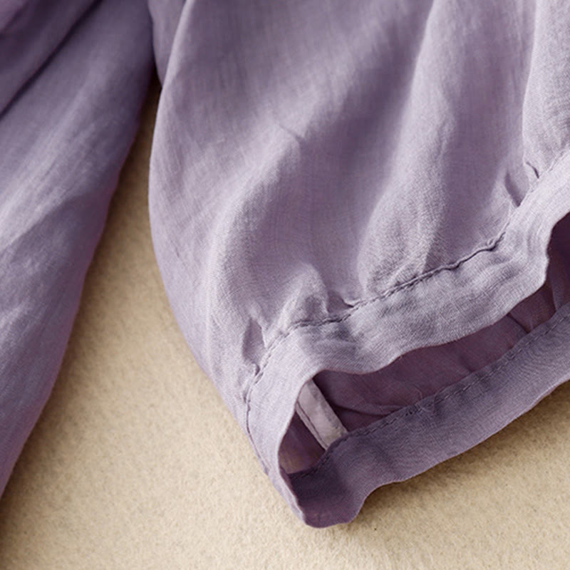 Buddha Stones Summer Casual Embroidered Flowers Women's V-neck Design Half Sleeve Acrylic T-shirt - image 2